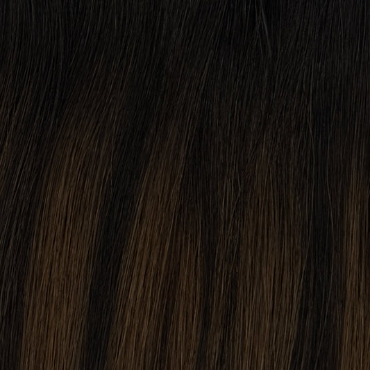 Shade Deep Terracotta Rooted and melted with Espresso, highlighted with Dune Bronze (#1B/1B/6)