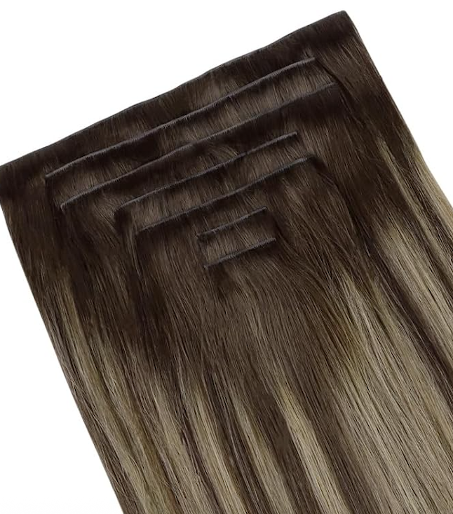 slip in close up pack of 6 weft Rooted and melted with Toffe, highlighted with Candle Veil (#3/18/3)