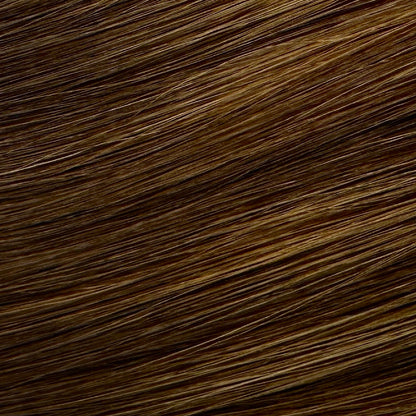 shade terracotta Clip in Rooted and melted with Mocha, highlighted with Dune Bronze (#2/2/6)